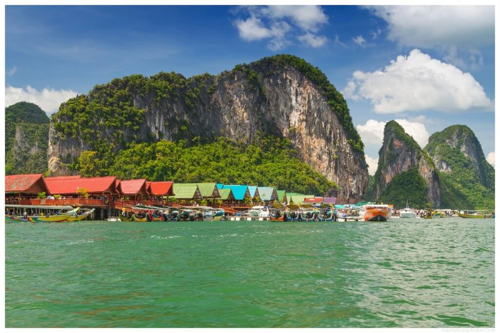 Colourful floating village in Phnga Nga Bay Koh Panyee